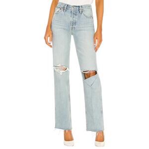Re/Done Originals 90s High Rise Loose Fit Breezy Indigo with Rips Denim Jeans 27